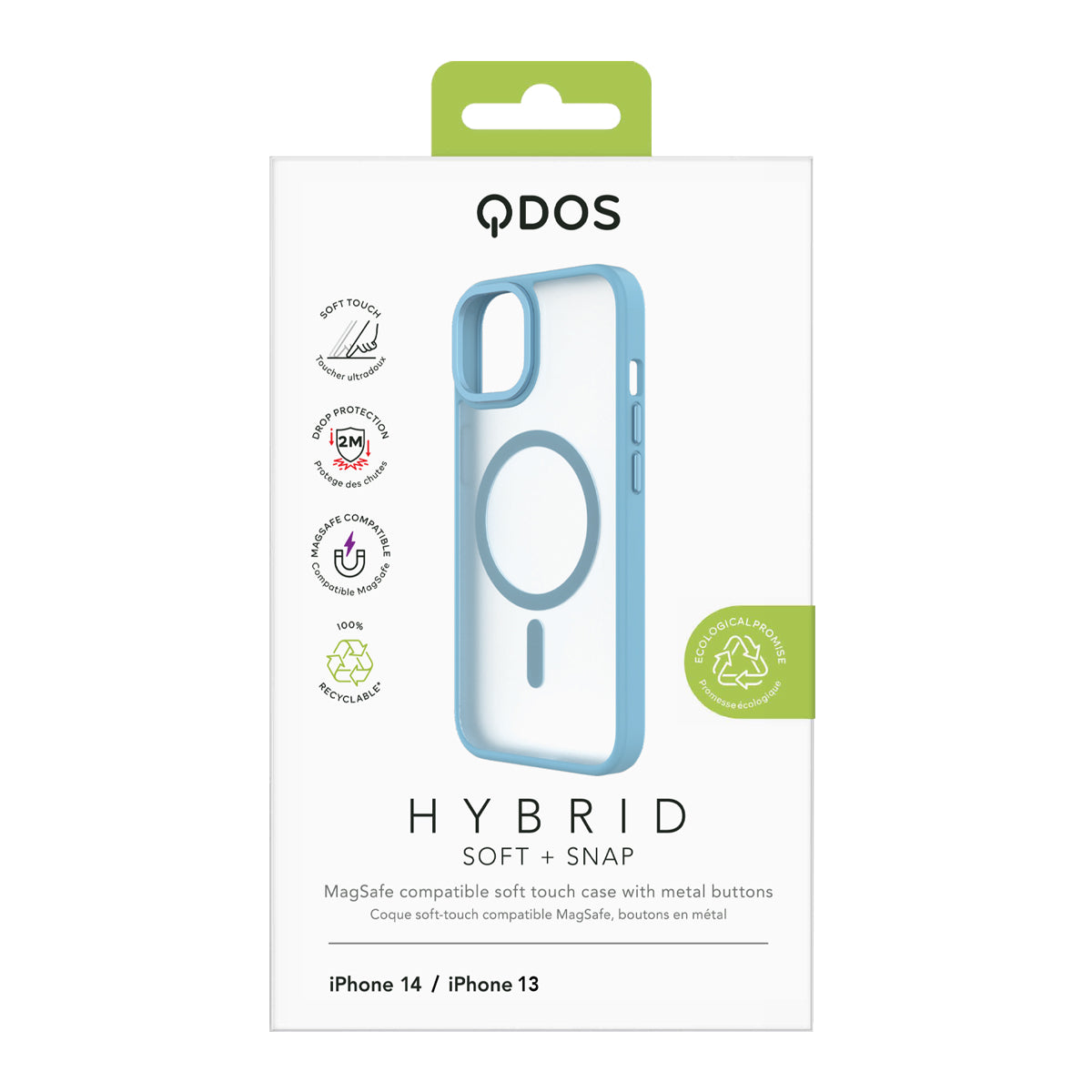 Hybrid Soft + Snap for iPhone 14 / iPhone 13 - Clear / Baby Blue