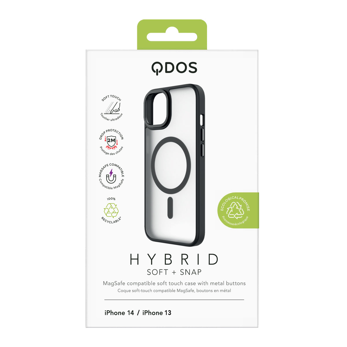 Hybrid Soft + Snap for iPhone 14 / iPhone 13 - Clear / Midnight