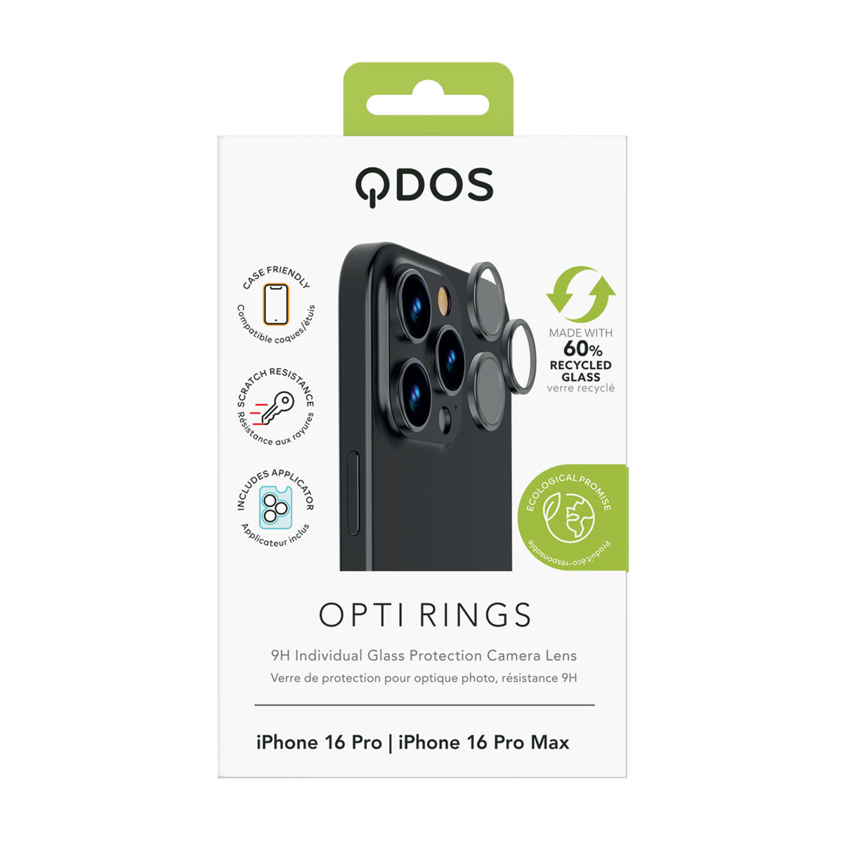 OptiRings - iPhone 16 Pro / iPhone 16 Pro Max Camera Lens Protector - Black Titanium