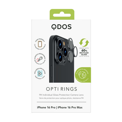 OptiRings - iPhone 16 Pro / iPhone 16 Pro Max Camera Lens Protector - Black Titanium