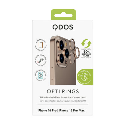 OptiRings - iPhone 16 Pro / iPhone 16 Pro Max Camera Lens Protector - Beige Titanium