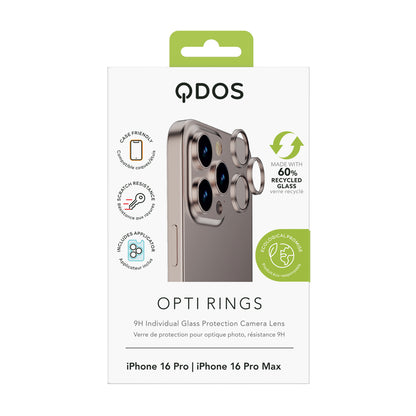 OptiRings - iPhone 16 Pro / iPhone 16 Pro Max Camera Lens Protector - Natural Titanium