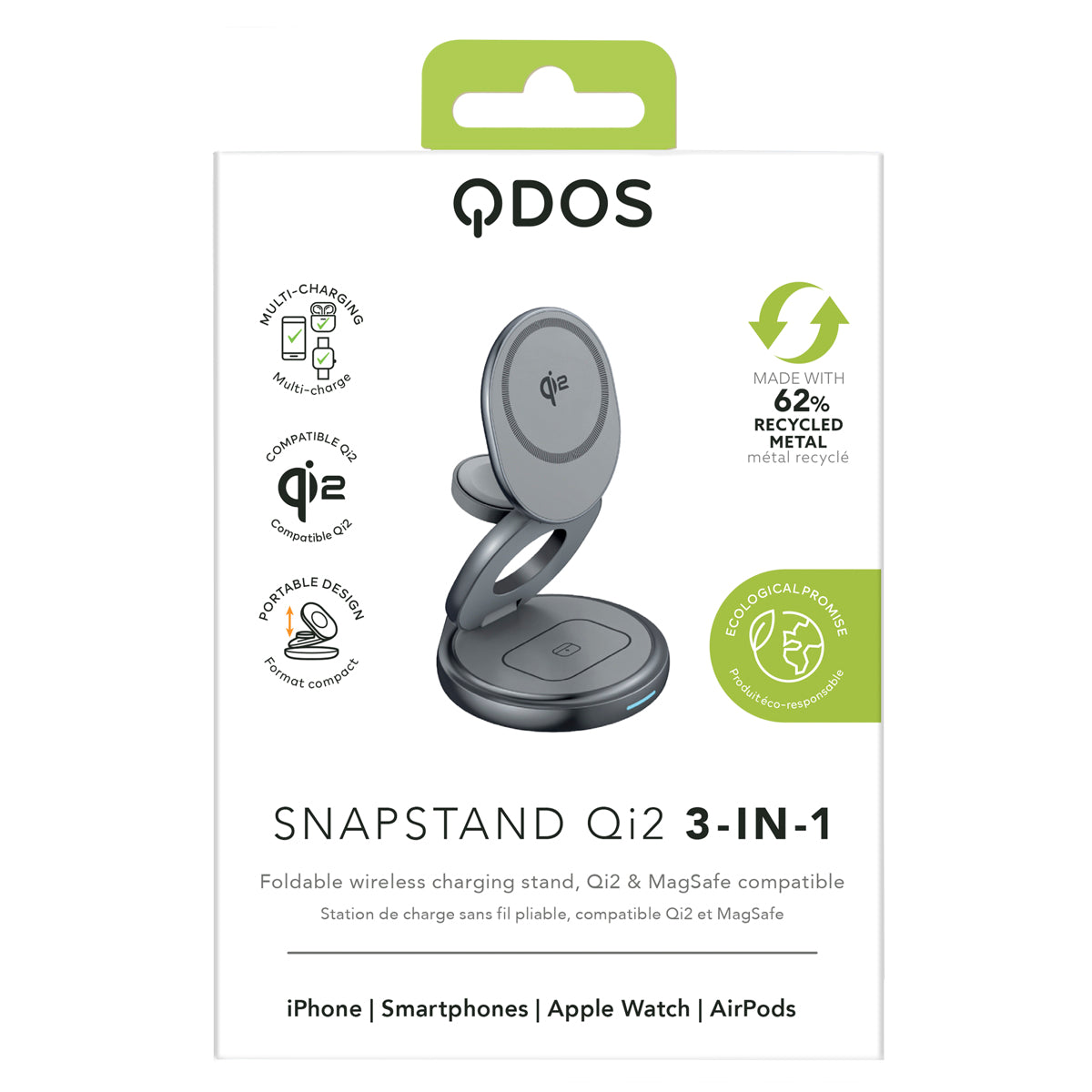 SnapStand Qi2 3-in-1 Wireless Charger - Space Grey