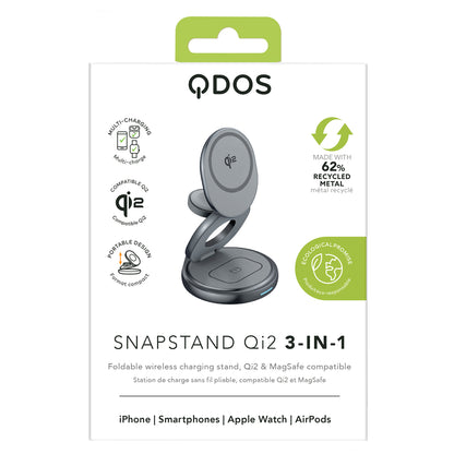 SnapStand Qi2 3-in-1 Wireless Charger - Space Grey