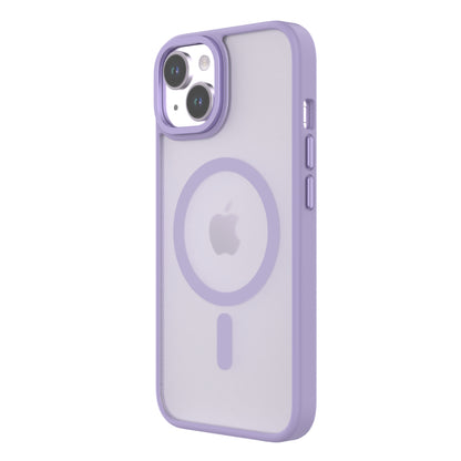 iPhone 14/13 Hybrid Soft + Snap protective case from QDOS in Lavender color TPU frame and clear polycarbonate back showing the back the iPhone in the case