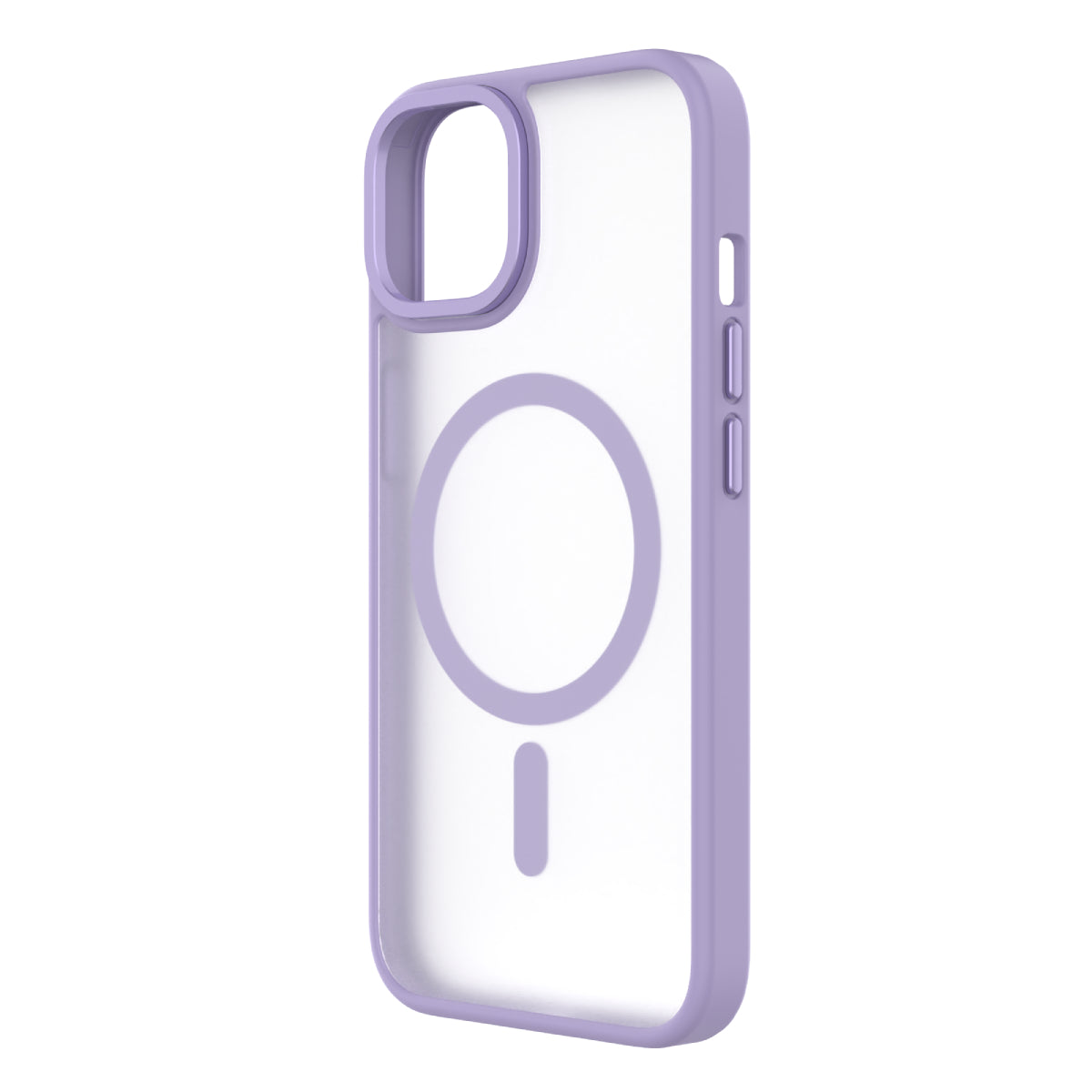 iPhone 14/13 Hybrid Soft + Snap protective case from QDOS in Lavender color TPU frame and clear polycarbonate back showing the back without the iPhone in the case