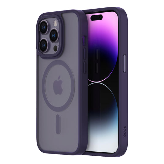 Hybrid Soft + Snap for iPhone 14 Pro - Clear / Deep Purple