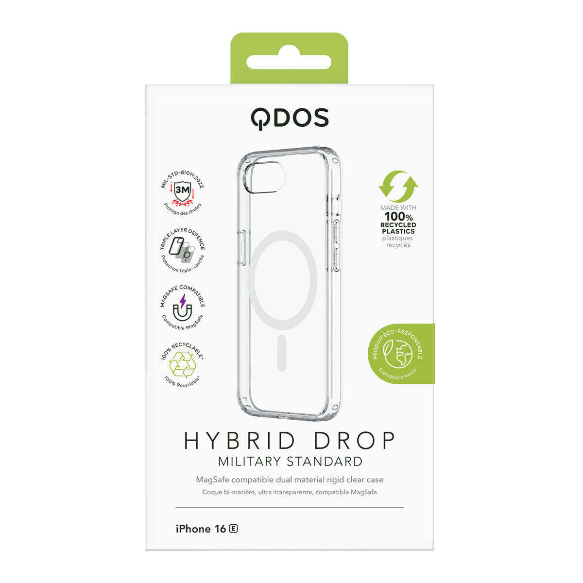 Hybrid Drop | MIL STD - iPhone 16e Case MagSafe Compatible - Clear