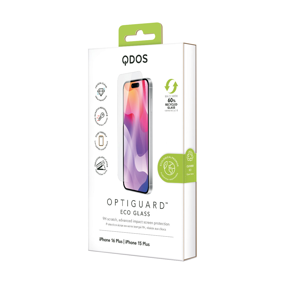 OptiGuard Eco Glass - iPhone 16 Plus / iPhone 15 Plus Screen Protector - Clear