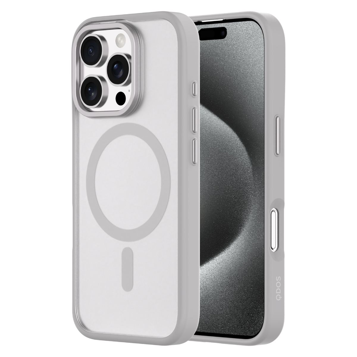 Hybrid Soft  + Snap - Apple iPhone 16 Pro Max Case MagSafe Compatible - Clear Natural Titanium, Side and Back View with Screen Display