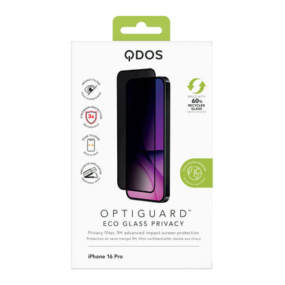 OptiGuard Eco Glass Privacy - iPhone 16 Pro Privacy Screen Protector - Privacy Black