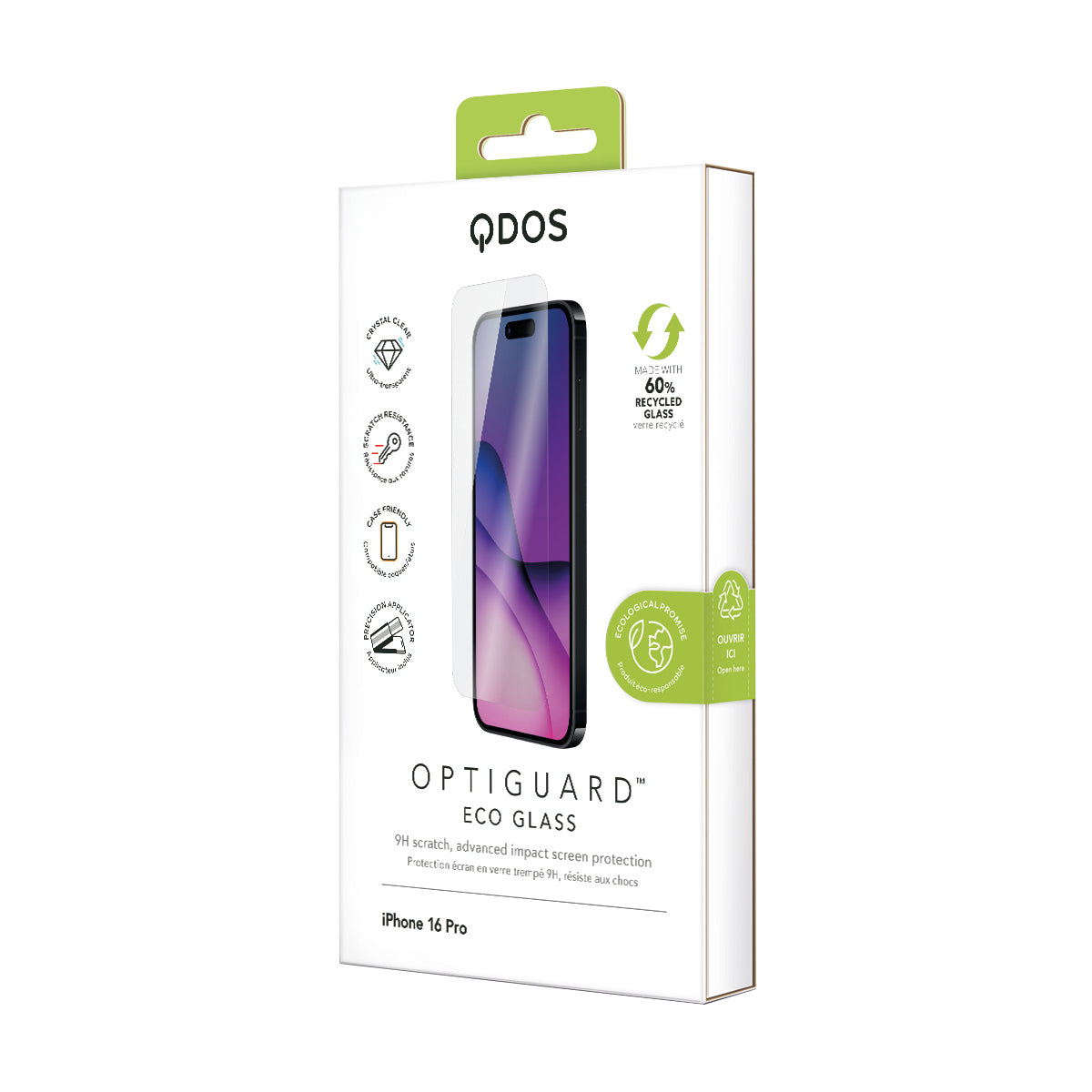 OptiGuard Eco Glass - iPhone 16 Pro Screen Protector - Clear