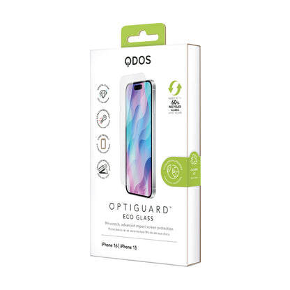 OptiGuard Eco Glass - iPhone 16 / iPhone 15 Screen Protector - Clear