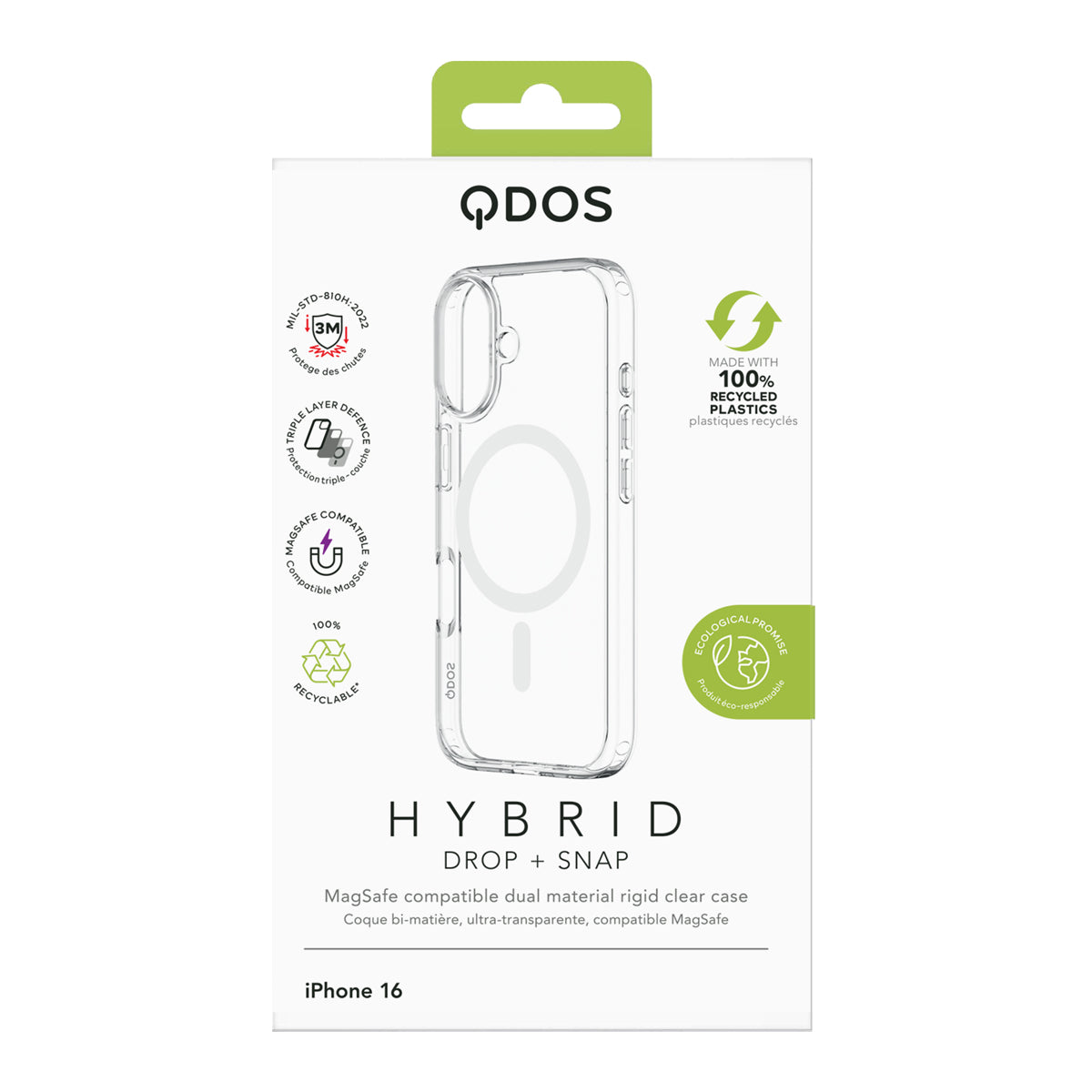 Hybrid Drop + Snap - iPhone 16 Case MagSafe Compatible - Clear