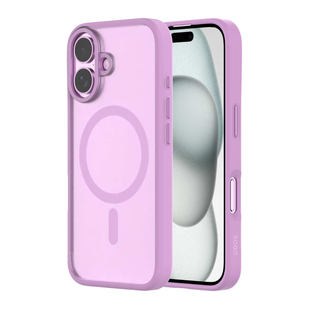 Hybrid Soft  + Snap - Apple iPhone 16 Case MagSafe Compatible - Clear Pink, Side and Back View with Screen Display