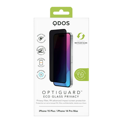 OptiGuard Eco Glass Privacy for iPhone 15 Plus / iPhone 14 Pro Max - Privacy Black