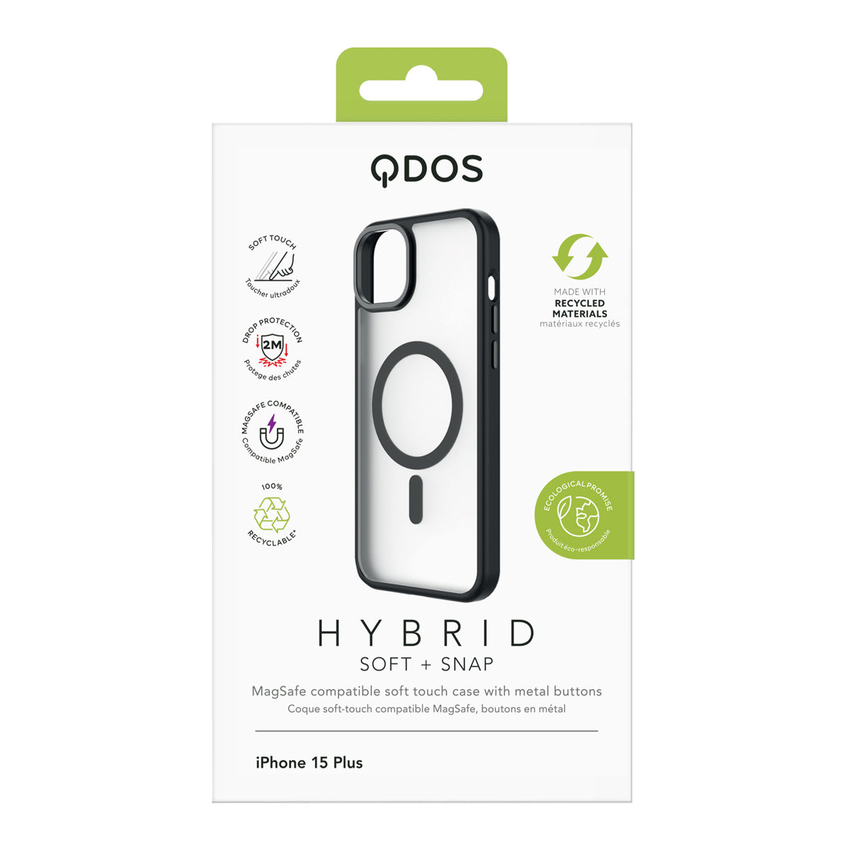 Hybrid Soft + Snap for iPhone 15 Plus - Clear / Black
