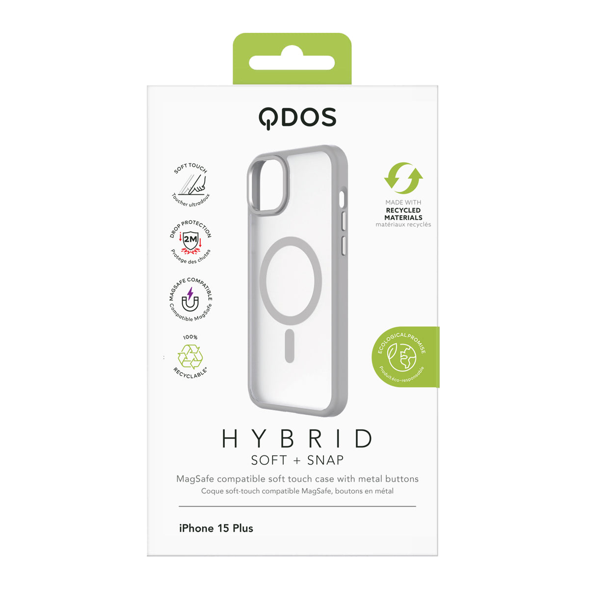 Hybrid Soft + Snap for iPhone 15 Plus - Clear / Grey