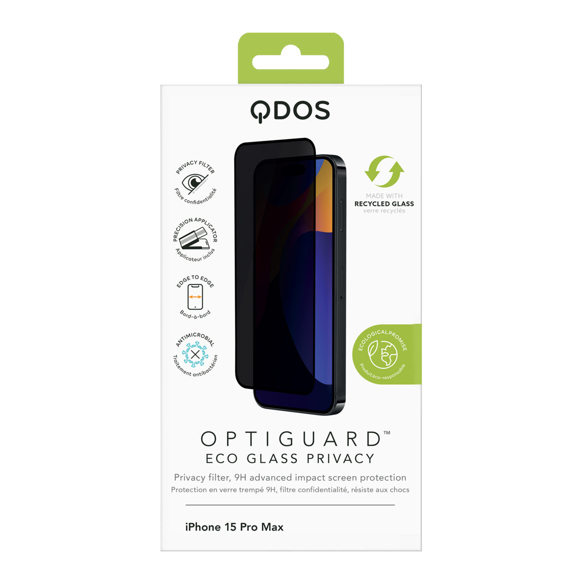 OptiGuard Eco Glass Privacy for iPhone 15 Pro Max - Privacy Black
