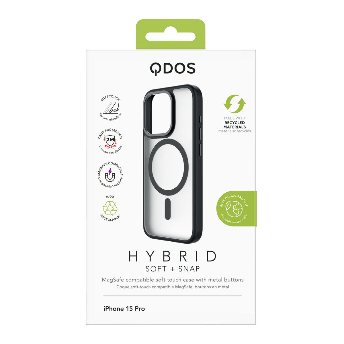 Hybrid Soft + Snap for iPhone 15 Pro - Clear / Black Titanium