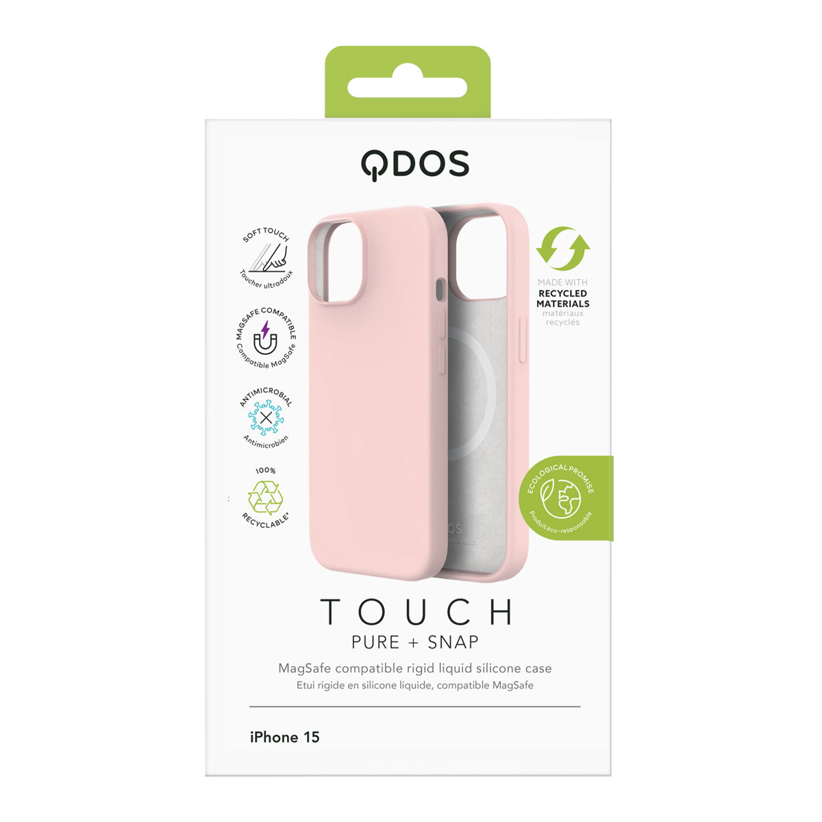 Touch Pure + Snap for iPhone 15 - Pink