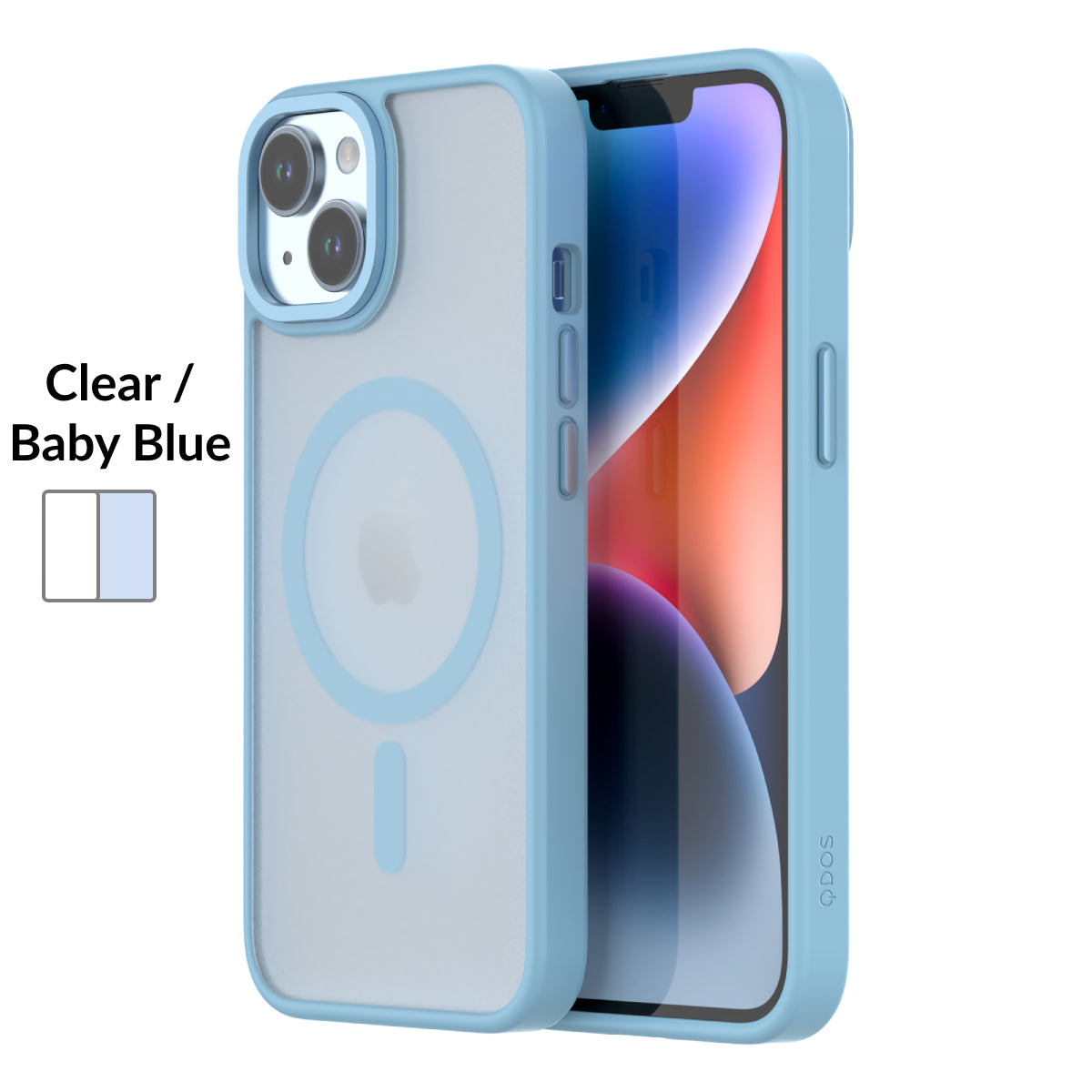 Hybrid Soft + Snap for iPhone 14 / iPhone 13 - Clear / Baby Blue