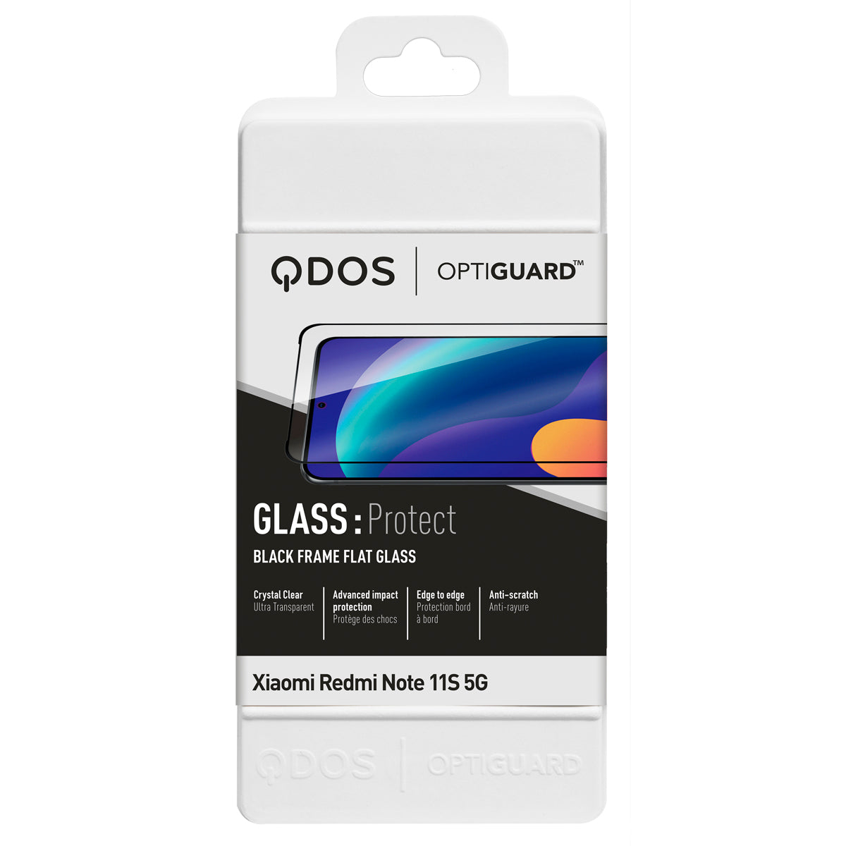 OptiGuard Glass Protect Black for Redmi Note 11S - Clear / Black Frame