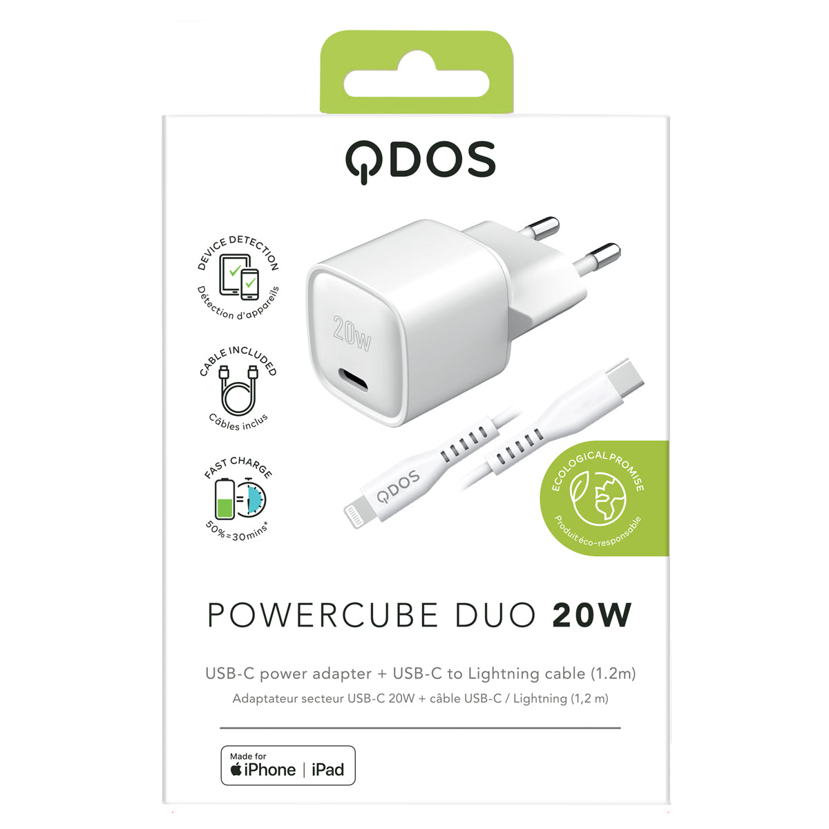 PowerCube DUO 20W Power Adapter - White